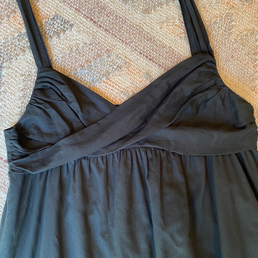Tysa 100% Cotton Capsule Lightweight Breezy Babydoll Black Midi Dress - Size S/M